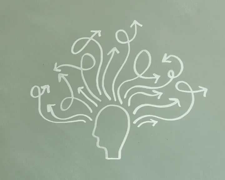 Illustration of a head full of stress and thoughts.