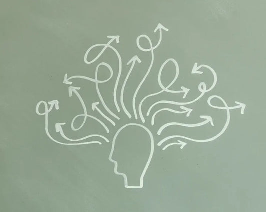 Illustration of a head full of stress and thoughts.